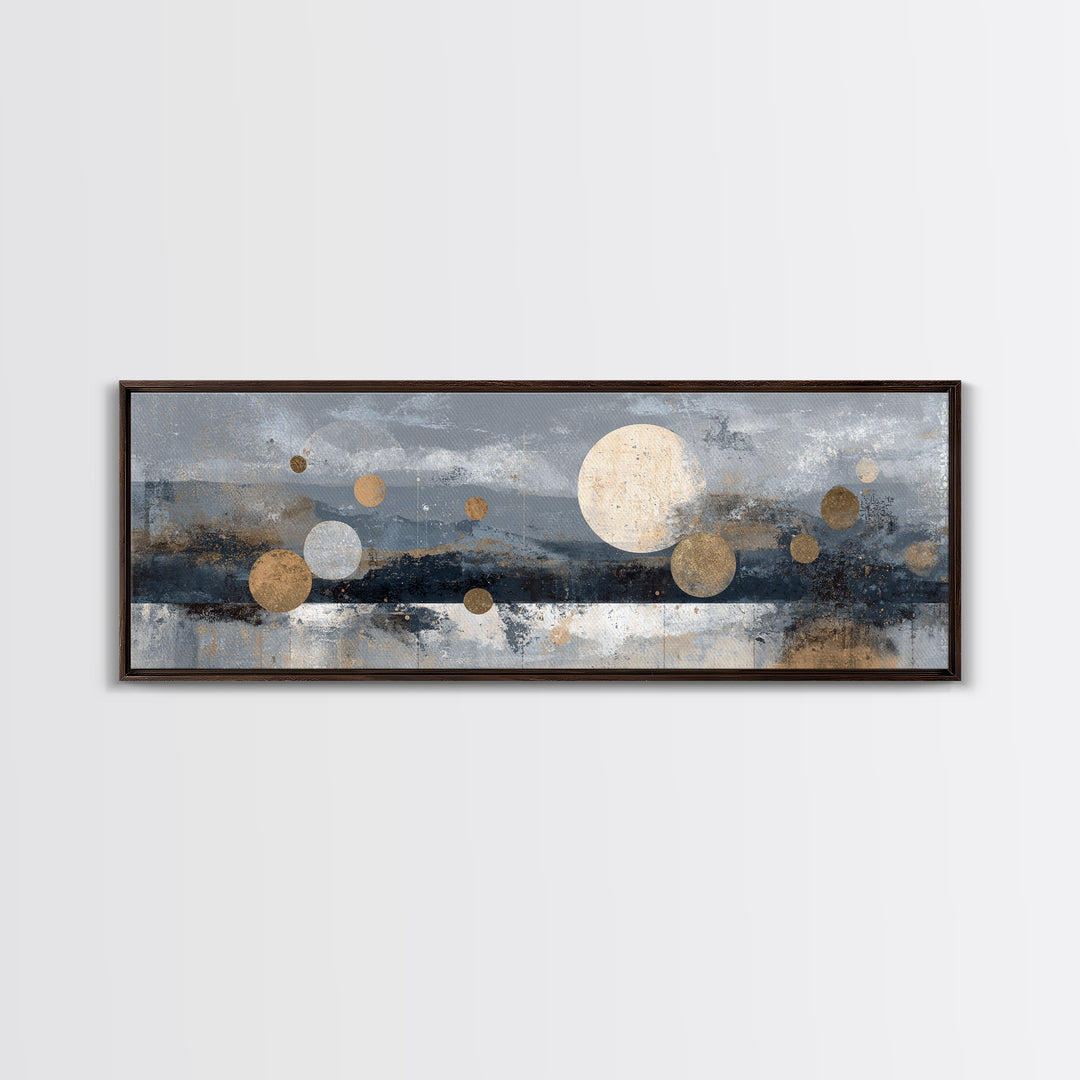 Lunar Phase Composition Framed Canvas Print, Astrology Art, Astronomy Print, Living Room Decor, Fine Art, Zodiac, AST-3x1-77