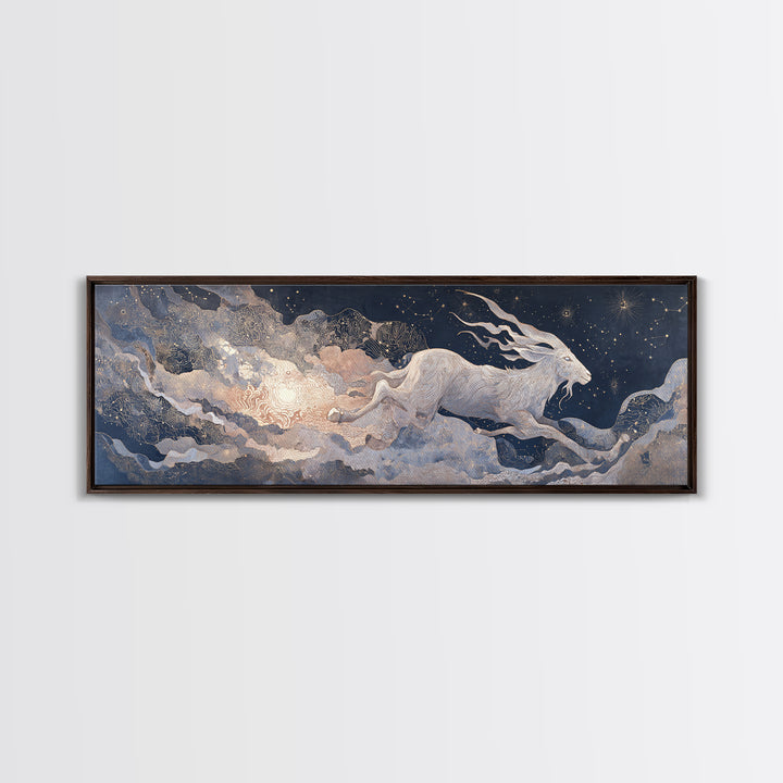 Capricorn Sea Goat Emerging from Cosmic Waves Canvas Print, Astrology Art, Printable Art, Living Room Decor, Fine Art, Zodiac, AST-3x1-83