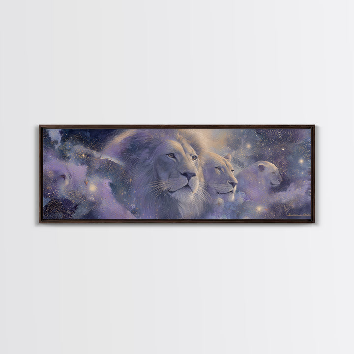 Celestial Lion Portrait Formed from Star Patterns Canvas Print, Astrology Art, Zodiac Wall Art, Living Room Decor, Zodiac, AST-3x1-90