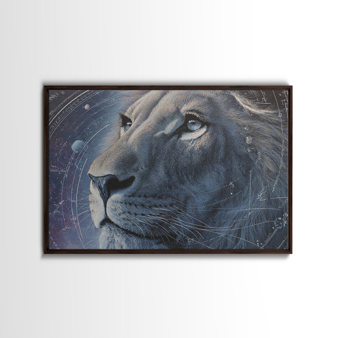 Celestial Lion Portrait Formed from Star Patterns Canvas Print, Astrology Art, Giclee Print, Living Room Decor, Zodiac, AST-3x2-54
