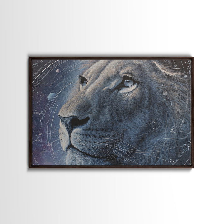 Celestial Lion Portrait Formed from Star Patterns Canvas Print, Astrology Art, Giclee Print, Living Room Decor, Zodiac, AST-3x2-54