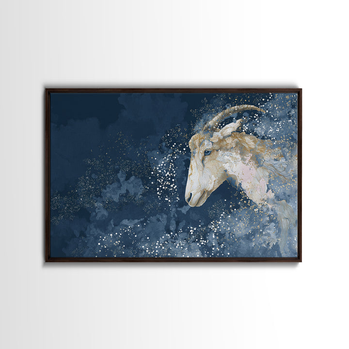 Capricorn Sea Goat Emerging from Cosmic Waves Canvas Print, Astrology Art, Astrology Wall Art, Living Room Decor, Zodiac, AST-3x2-71