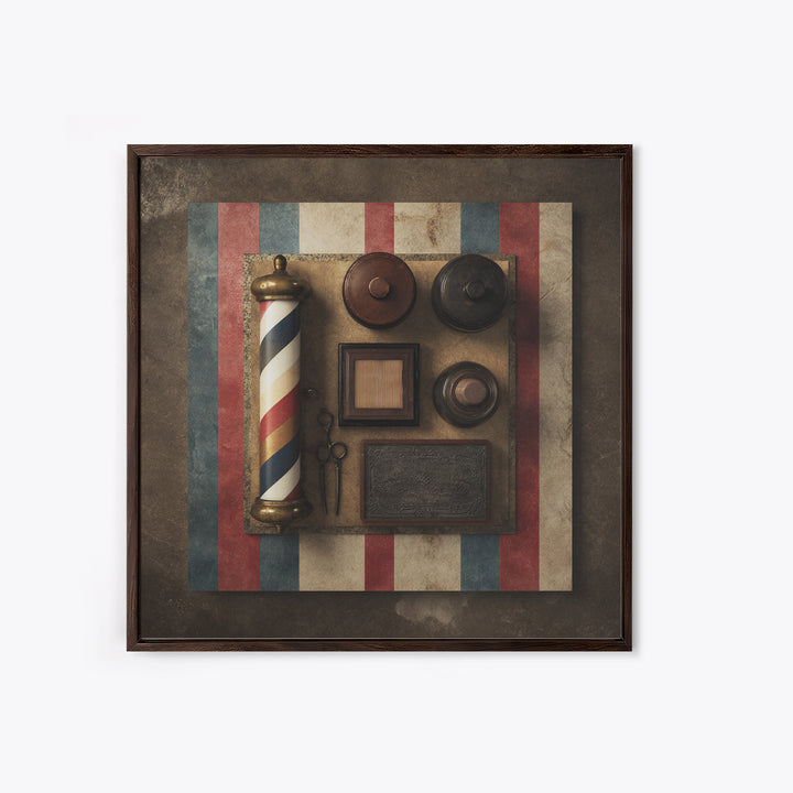 Red White and Blue Stripe Abstraction from Canvas Print, Barbershop Art, Home Decor, Barbershop Decor, Abstract Art, Grooming, BAA-1x1-89