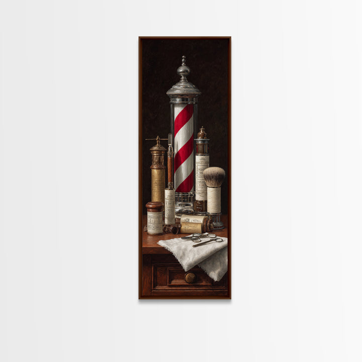 Beard Grooming Tools Drawn as Detailed Technical Canvas Print, Barbershop Art, Man Cave Decor, Barbershop Decor, Grooming, BAA-1x3-18