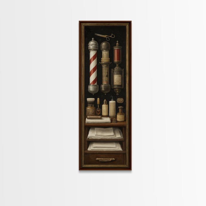 Classic Mustache Chart Illustrated Framed Canvas Print, Barbershop Art, Boho Decor, Barbershop Decor, Fine Art, Grooming, BAA-1x3-52