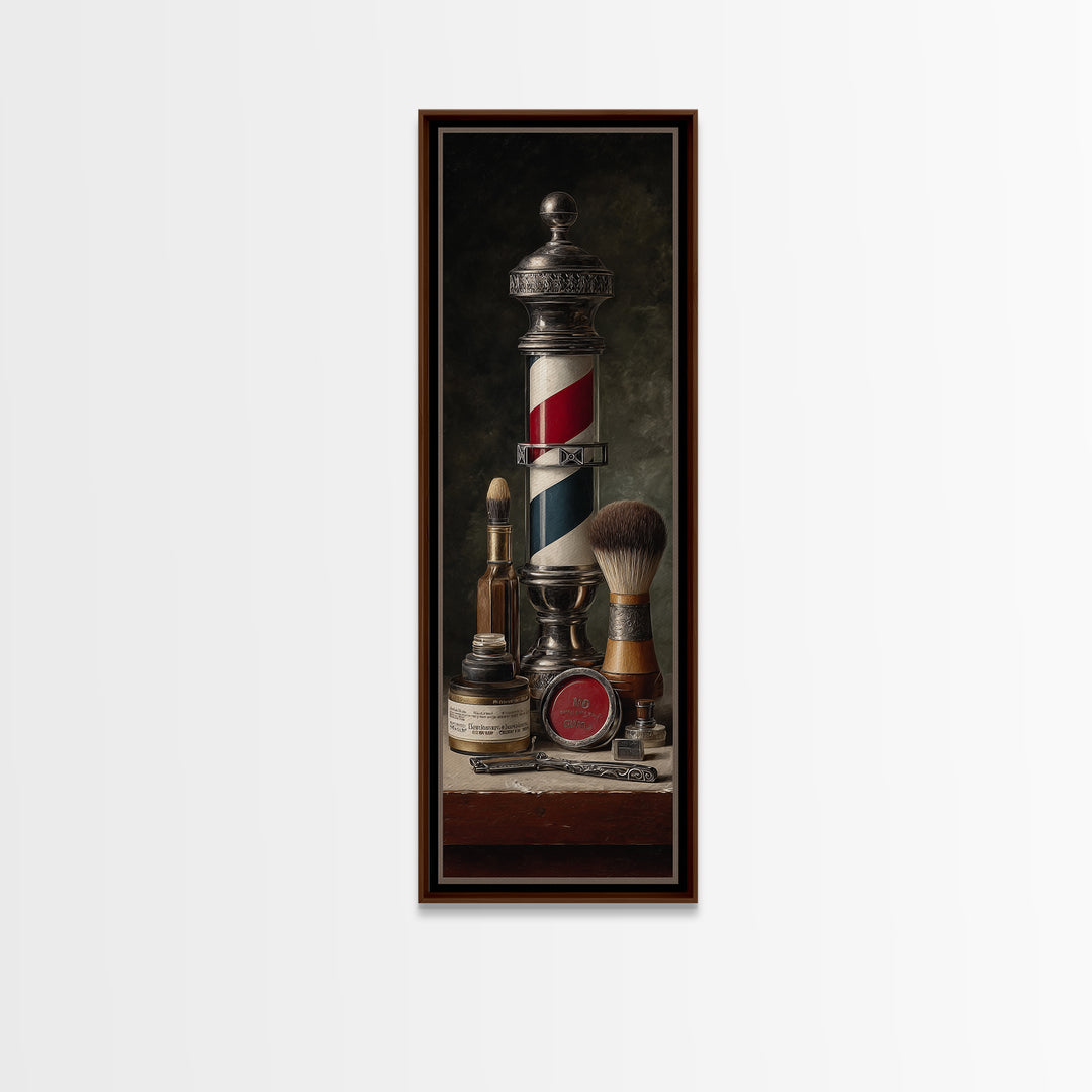 Beard Grooming Tools Drawn as Detailed Technical Canvas Print, Barbershop Art, Neutral Decor, Barbershop Decor, Oil Painting, BAA-1x3-90