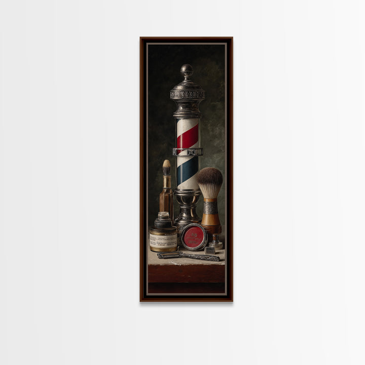 Beard Grooming Tools Drawn as Detailed Technical Canvas Print, Barbershop Art, Neutral Decor, Barbershop Decor, Oil Painting, BAA-1x3-90