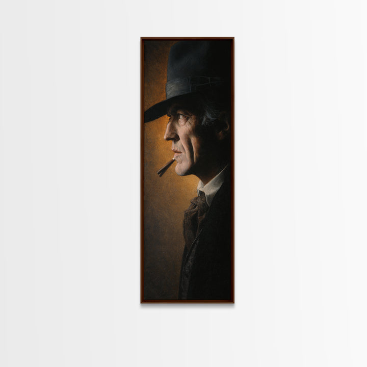 Moody Gentleman Portrait Canvas Print, Barbershop Art, Black Man Art, Barbershop Decor, Oil Painting, Grooming, BAA-1x3-94