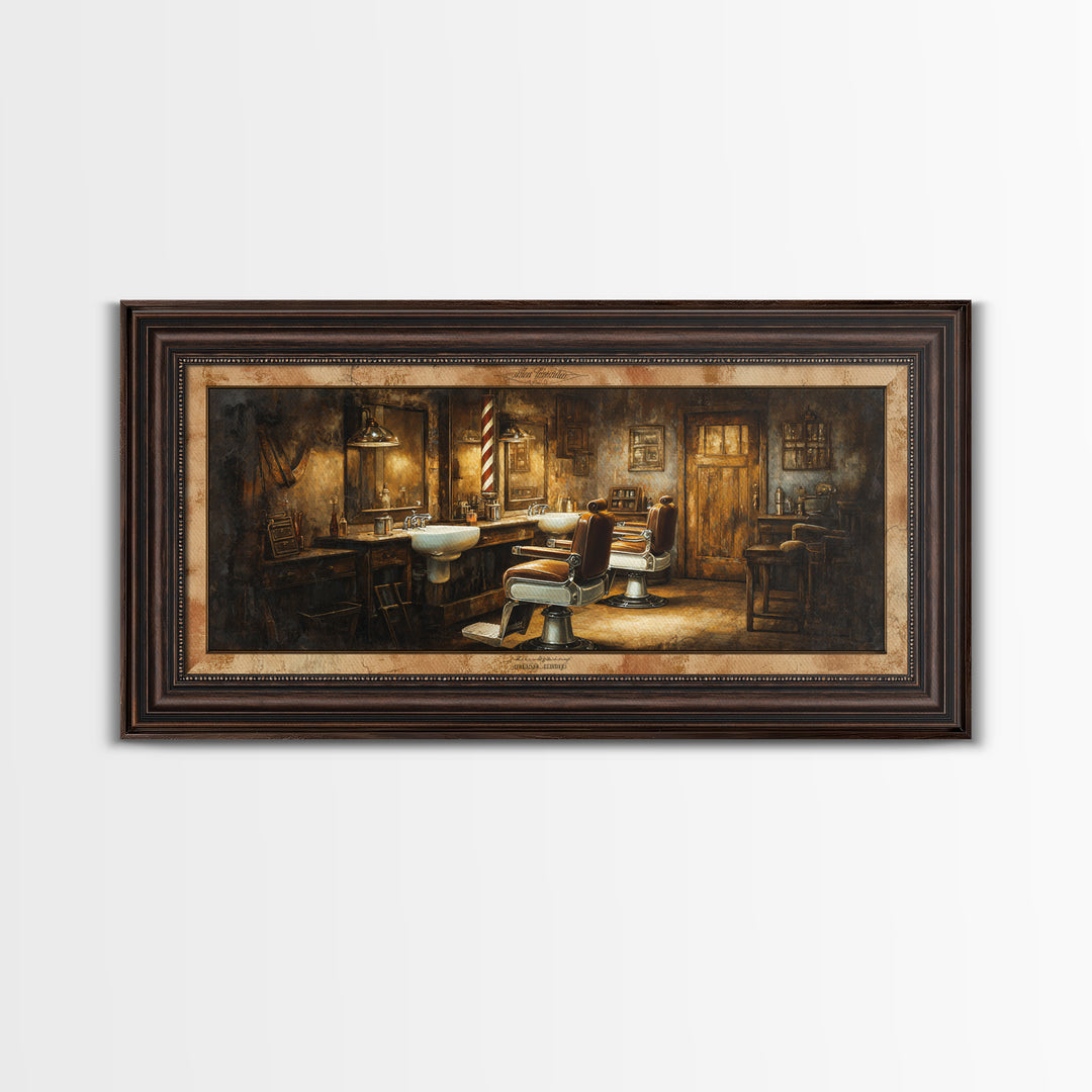 Retro Clipper Advertising Art Framed Canvas Print, Barbershop Art, Art Print, Barbershop Decor, Grooming, African American Art, BAA-2x1-43