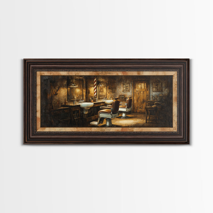 Retro Clipper Advertising Art Framed Canvas Print, Barbershop Art, Art Print, Barbershop Decor, Grooming, African American Art, BAA-2x1-43