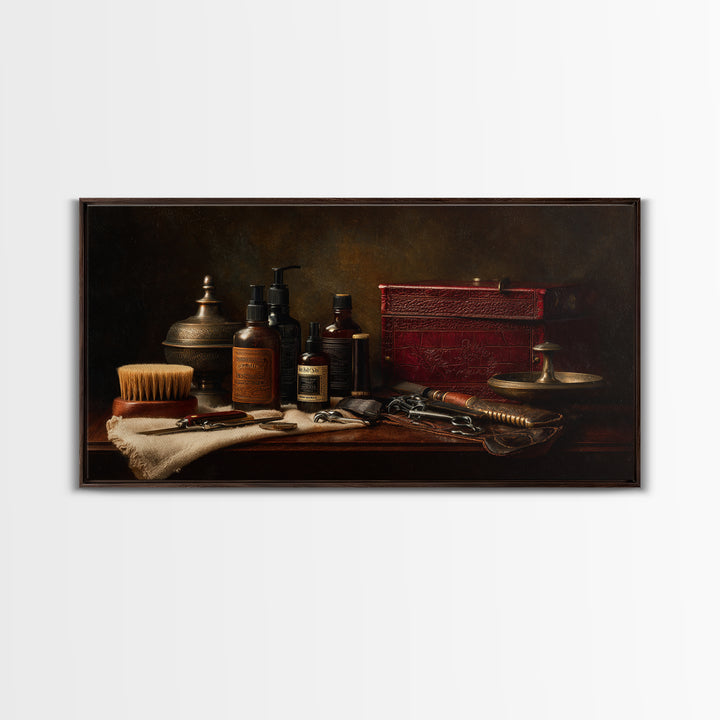 Classic Pompadour Portrait Canvas Print, Barbershop Art, Wall Art, Barbershop Decor, Fine Art, Grooming, Black Wall Art, BAA-2x1-73