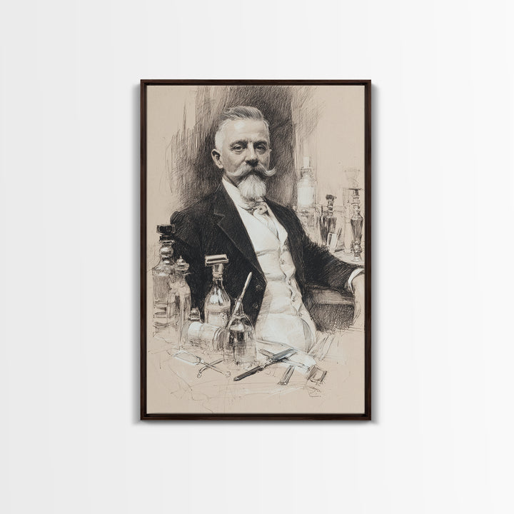 Black and White Portrait of a Sharply Framed Canvas Print, Barbershop Art, Home Decor, Barbershop Decor, Fine Art, Grooming, BAA-2x3-2