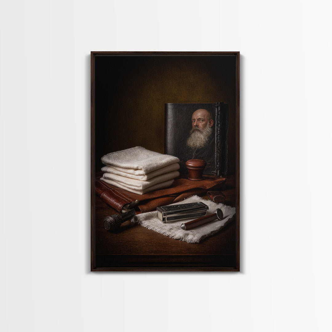 Black and White Portrait of a Sharply Framed Canvas Print, Barbershop Art, Home Decor, Barbershop Decor, Fine Art, Grooming, BAA-2x3-26