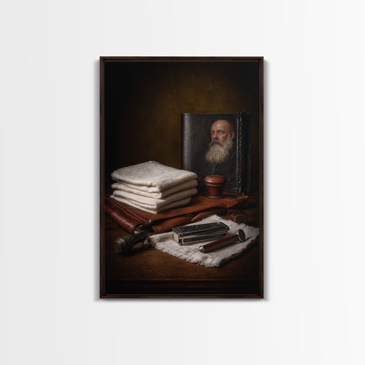 Black and White Portrait of a Sharply Framed Canvas Print, Barbershop Art, Home Decor, Barbershop Decor, Fine Art, Grooming, BAA-2x3-26