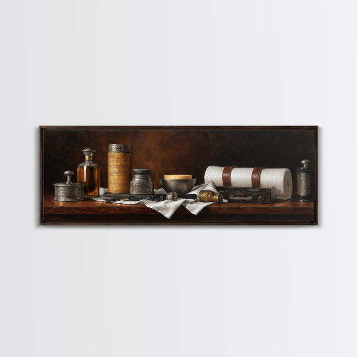 Classic Mustache Chart Illustrated Framed Canvas Print, Barbershop Art, Luxury Decor, Barbershop Decor, Fine Art, Grooming, BAA-3x1-56