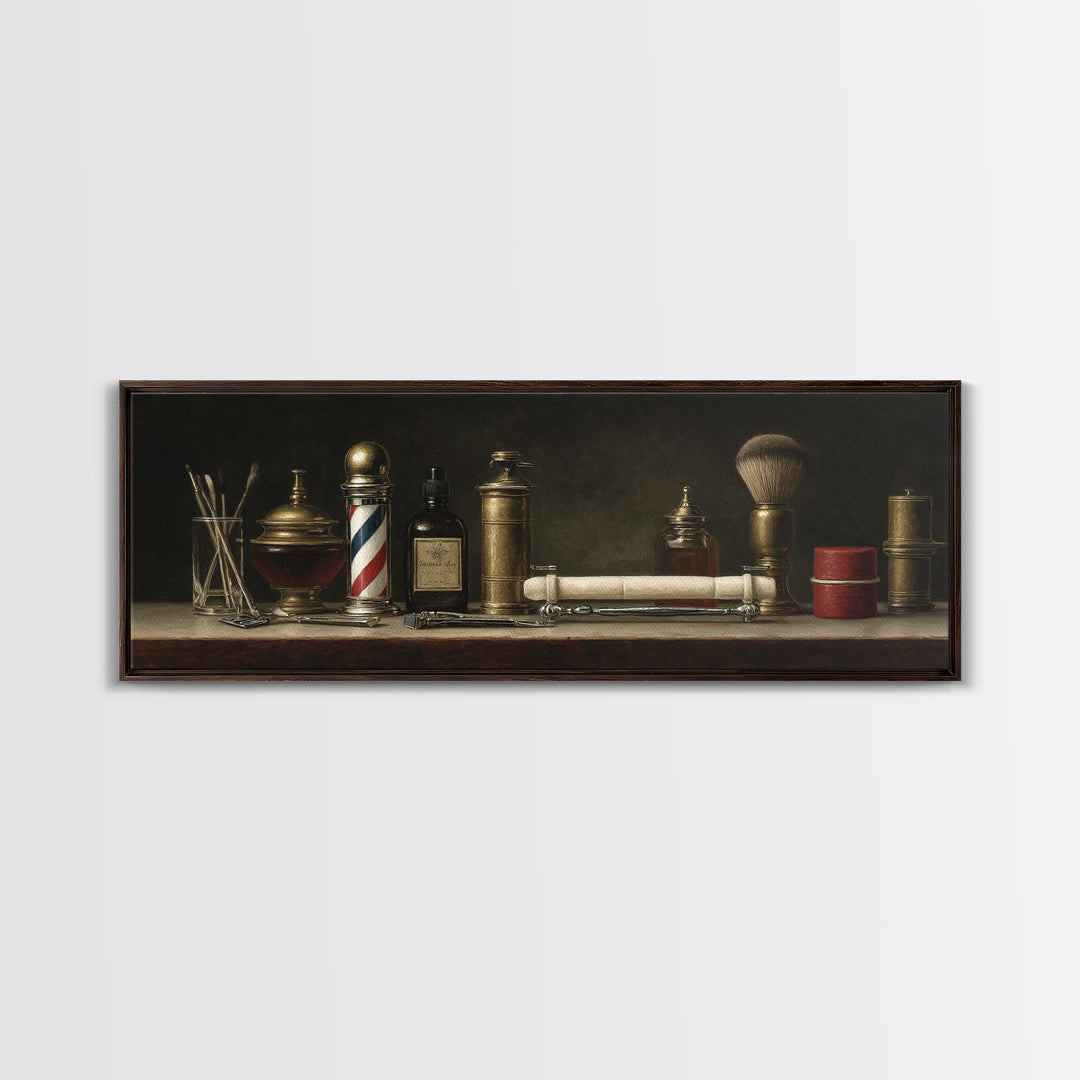 Classic Mustache Chart Illustrated Canvas Print, Barbershop Art, Wall Art, Barbershop Decor, Fine Art, Grooming, Black Wall Art, BAA-3x1-80