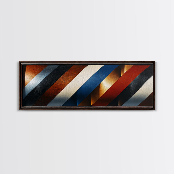 Red White and Blue Stripe Abstraction from Canvas Print, Barbershop Art, African American Art, Barbershop Decor, Grooming, BAA-3x1-81