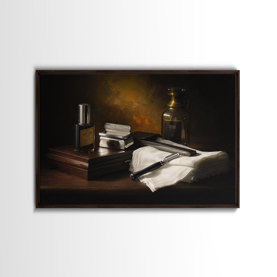 Black and White Portrait of a Sharply Canvas Print, Barbershop Art, Digital Art, Barbershop Decor, Oil Painting, Grooming, BAA-3x2-22