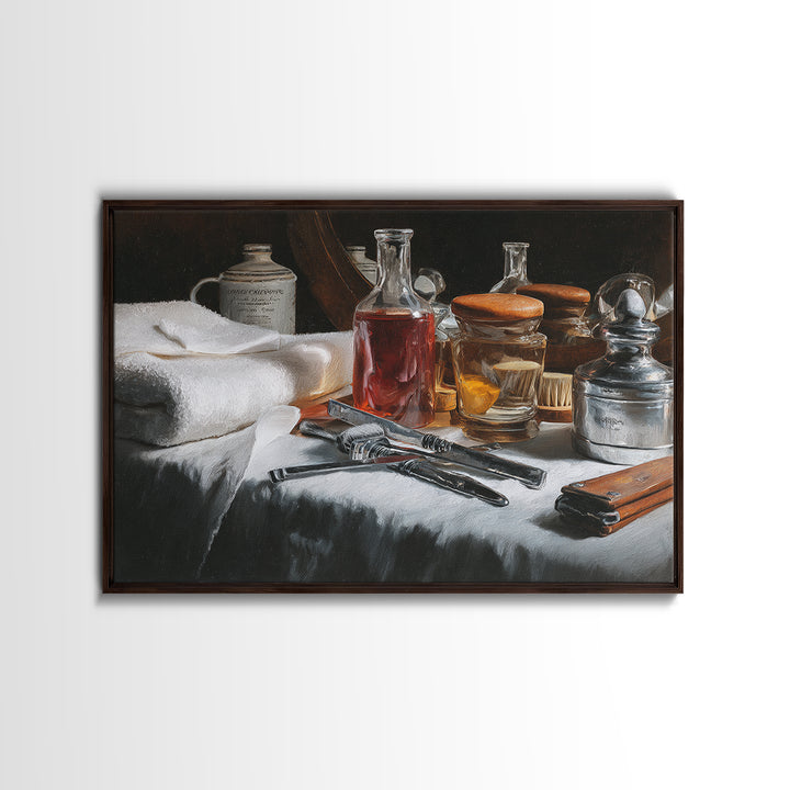 Hot Towel Shave Scene Cropped Close to Canvas Print, Barbershop Art, African American Art, Barbershop Decor, Grooming, BAA-3x2-65