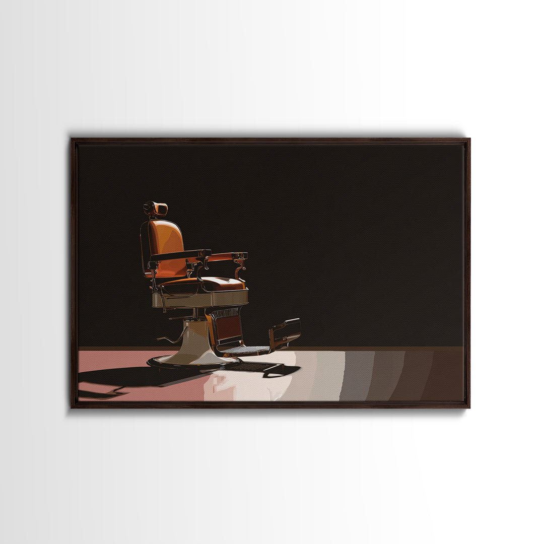 Barber Chair Silhouette Rendered as Iconic Graphic Canvas Print, Barbershop Art, Man Cave Decor, Barbershop Decor, Grooming, BAA-3x2-87