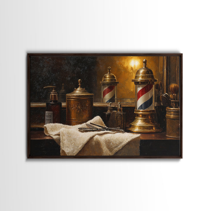 Hot Towel Shave Scene Cropped Close to Canvas Print, Barbershop Art, Afrocentric Wall Art, Barbershop Decor, Oil Painting, BAA-3x2-89