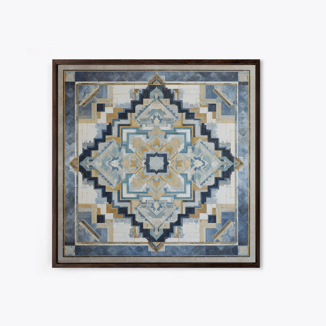 Quilt Pattern Folk Art Composition Framed Canvas Print, Bed and Breakfast Art, Printable Art, Living Room Decor, Fine Art, BAB-1x1-11