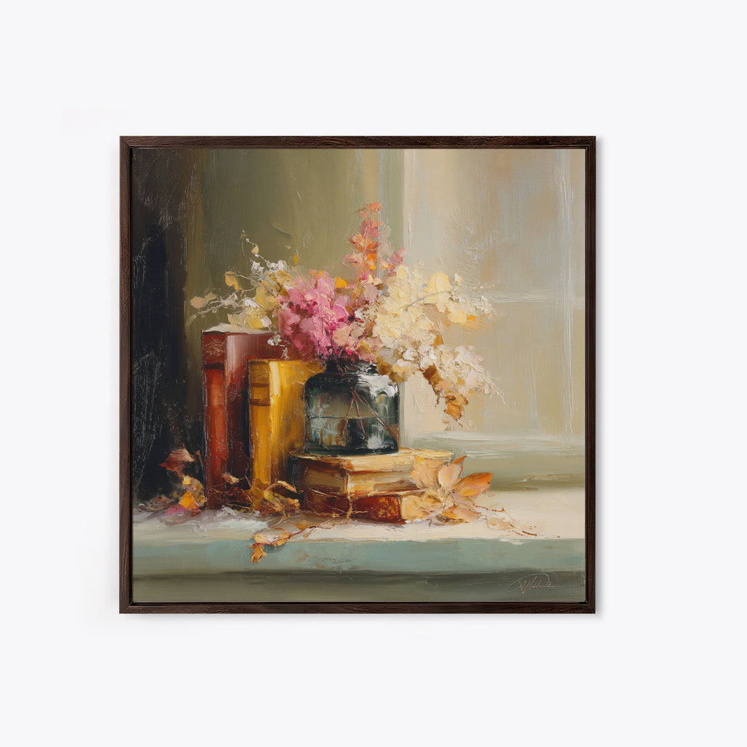Warm Fireplace Still Life Canvas Print, Bed and Breakfast Art, Bedroom Wall Decor, Living Room Decor, Fine Art, BAB-1x1-18