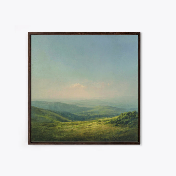 Classic Landscape with Rolling Green Hills Framed Canvas Print, Bed and Breakfast Art, Coffee Art, Living Room Decor, Fine Art, BAB-1x1-24