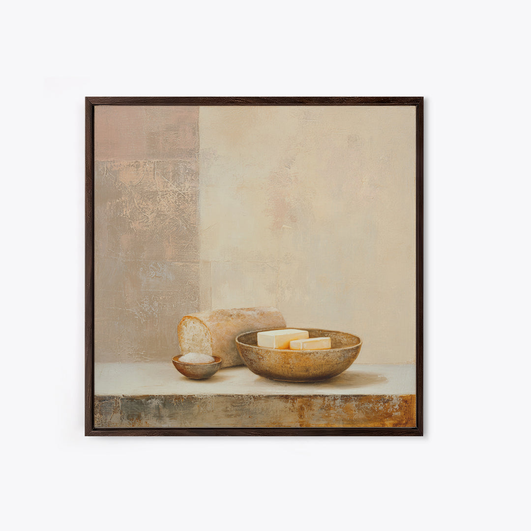 Freshly Baked Bread Framed Canvas Print, Bed and Breakfast Art, Above Bed Decor, Living Room Decor, Fine Art, BAB-1x1-68