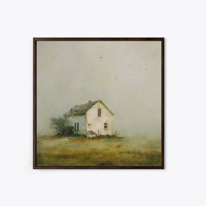 Old Farmhouse Landscape Framed Canvas Print, Bed and Breakfast Art, Boho Decor, Living Room Decor, Fine Art, BAB-1x1-79