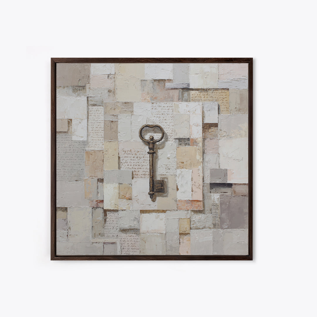 Antique Key and Handwritten Letter Arrangement Without Canvas Print, Bed and Breakfast Art, Wall Decor, Living Room Decor, BAB-1x1-81