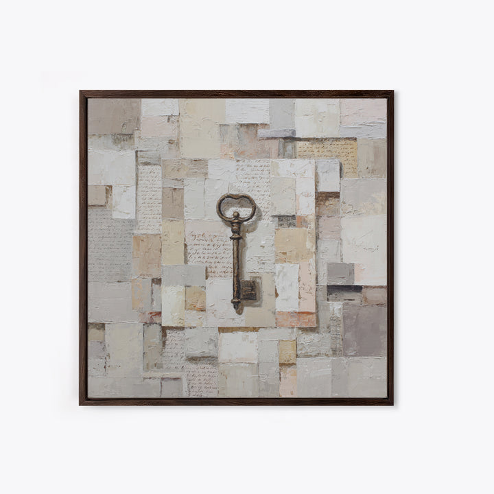 Antique Key and Handwritten Letter Arrangement Without Canvas Print, Bed and Breakfast Art, Wall Decor, Living Room Decor, BAB-1x1-81