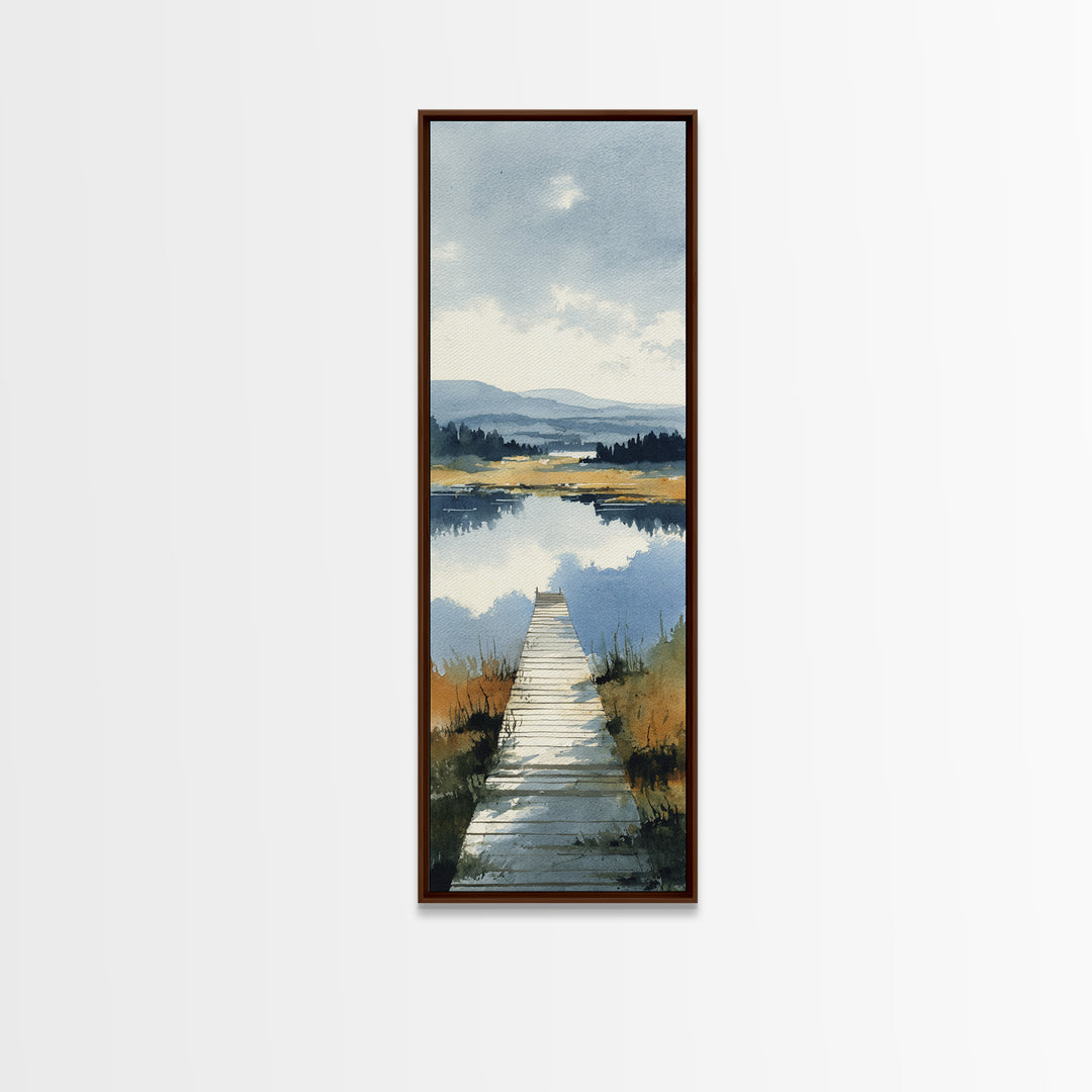 Quiet Lake Dock at Early Morning Canvas Print, Bed and Breakfast Art, Trendy Wall Art, Living Room Decor, Fine Art, BAB-1x3-10