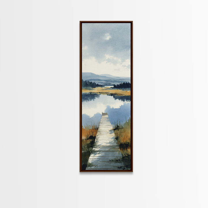 Quiet Lake Dock at Early Morning Canvas Print, Bed and Breakfast Art, Trendy Wall Art, Living Room Decor, Fine Art, BAB-1x3-10
