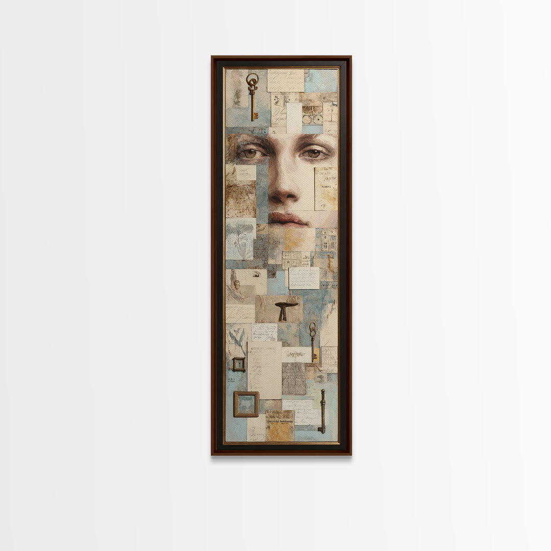 Antique Key and Handwritten Letter Arrangement Without Canvas Print, Bed and Breakfast Art, Luxury Decor, Living Room Decor, BAB-1x3-21