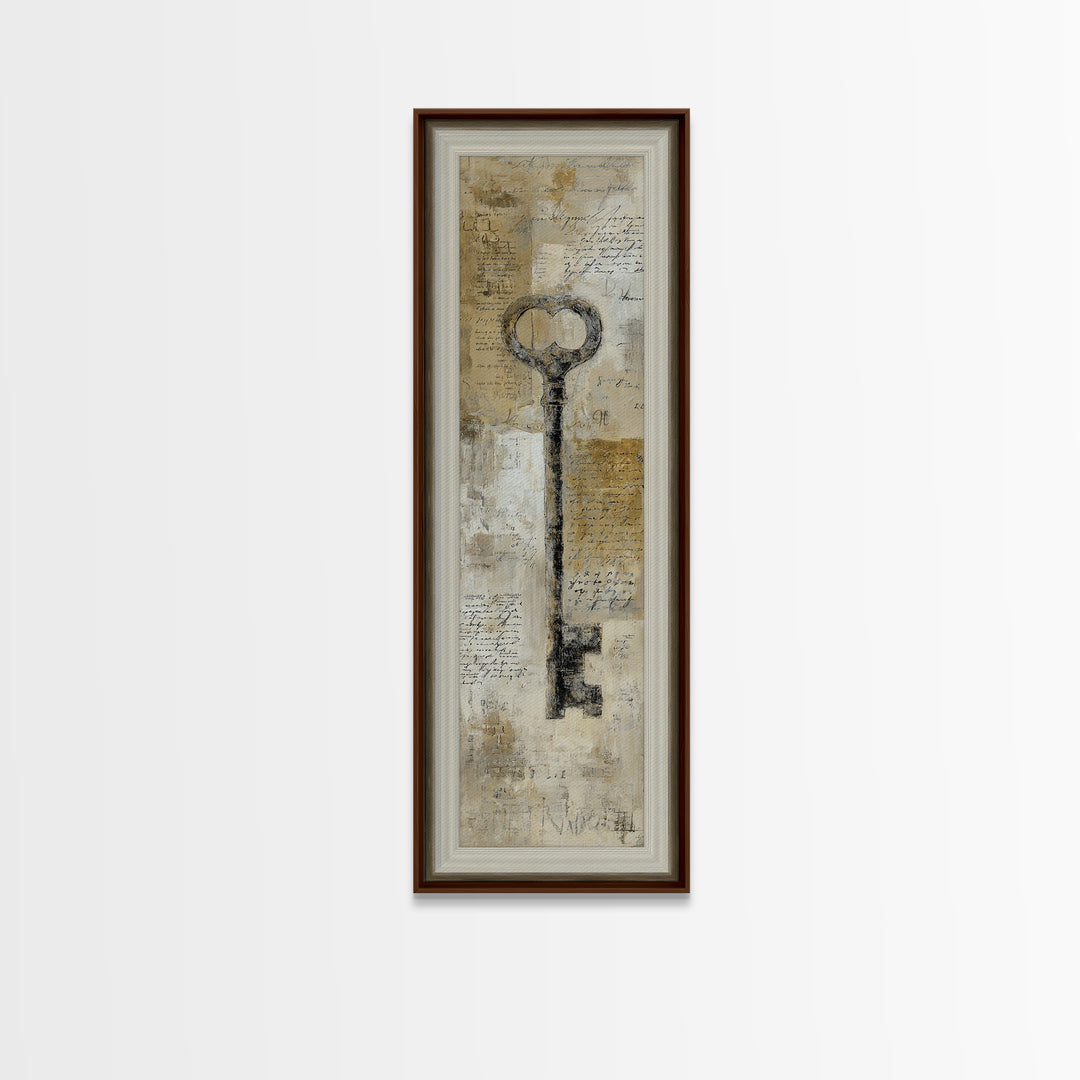 Antique Key and Handwritten Letter Arrangement Without Canvas Print, Bed and Breakfast Art, Wall Art, Living Room Decor, BAB-1x3-45