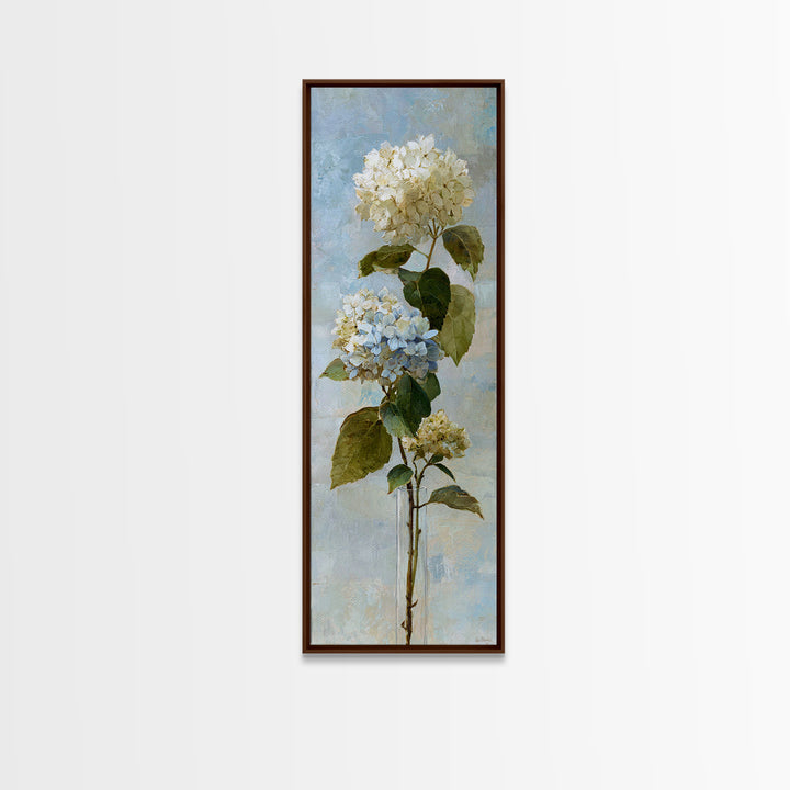 Sunlit Hydrangeas on a Windowsill Framed Canvas Print, Bed and Breakfast Art, Modern Decor, Living Room Decor, Fine Art, BAB-1x3-46