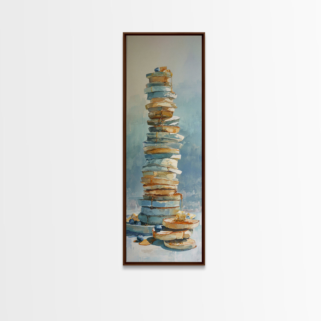 Blueberry Pancakes Still Life Canvas Print, Bed and Breakfast Art, Bedroom Wall Art, Living Room Decor, Fine Art, BAB-1x3-68