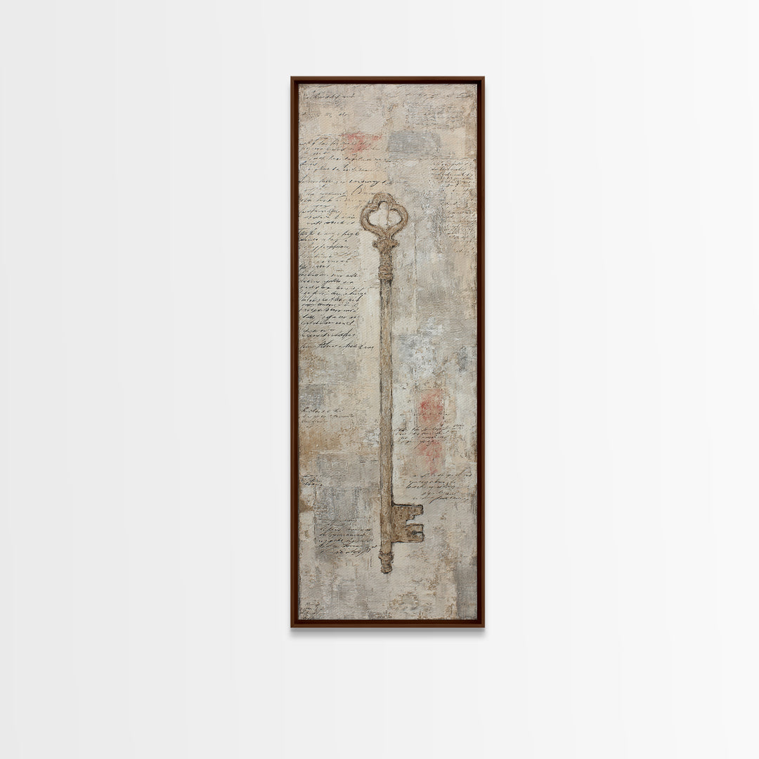 Antique Key and Handwritten Letter Arrangement Without Canvas Print, Bed and Breakfast Art, Wall Art, Living Room Decor, BAB-1x3-69