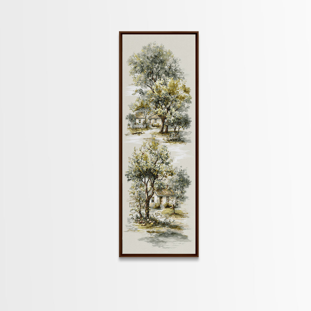 Apple Orchard Scene Canvas Print, Bed and Breakfast Art, Wood Wall Art, Living Room Decor, Fine Art, Farmhouse Wall Art, BAB-1x3-73