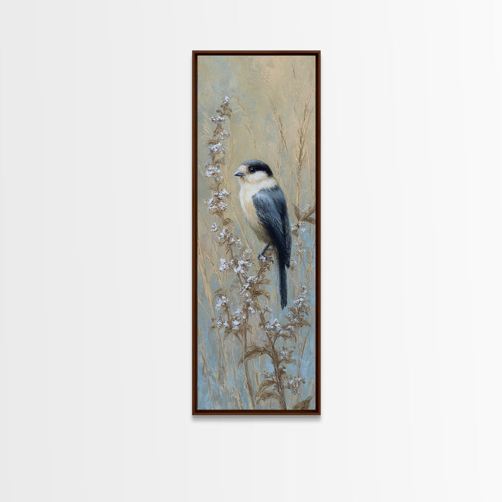 Small Bird on a Flowering Branch Framed Canvas Print, Bed and Breakfast Art, Fine Art Print, Living Room Decor, Watercolor Art, BAB-1x3-74