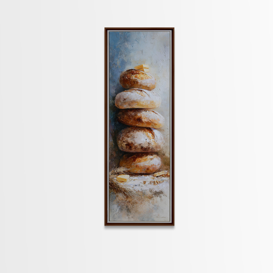 Freshly Baked Bread Framed Canvas Print, Bed and Breakfast Art, Contemporary Art, Living Room Decor, Fine Art, BAB-1x3-8