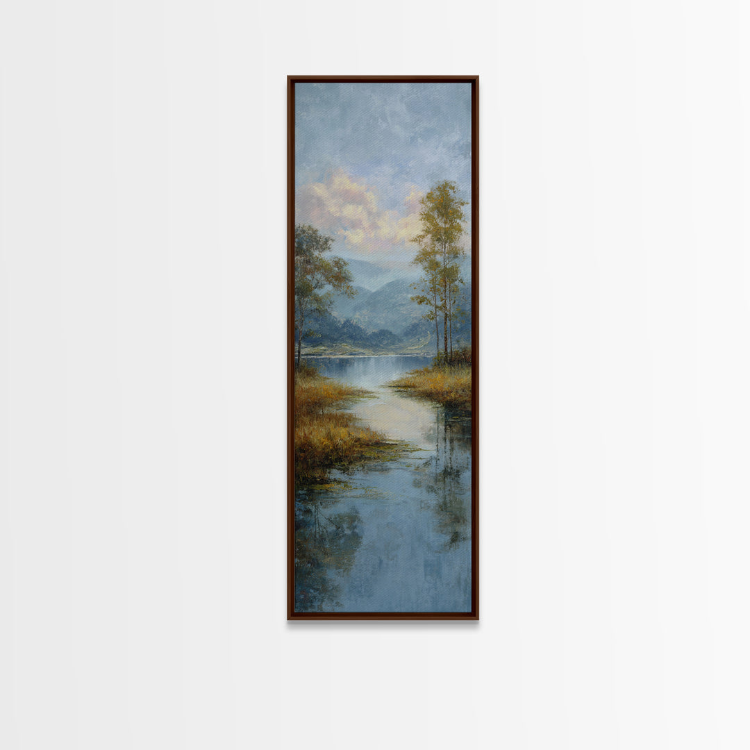 Quiet Lake Dock at Early Morning Canvas Print, Bed and Breakfast Art, Boho Decor, Living Room Decor, Fine Art, BAB-1x3-82