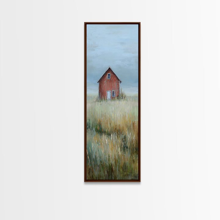 Old Farmhouse Landscape Framed Canvas Print, Bed and Breakfast Art, Boho Decor, Living Room Decor, Fine Art, BAB-1x3-91