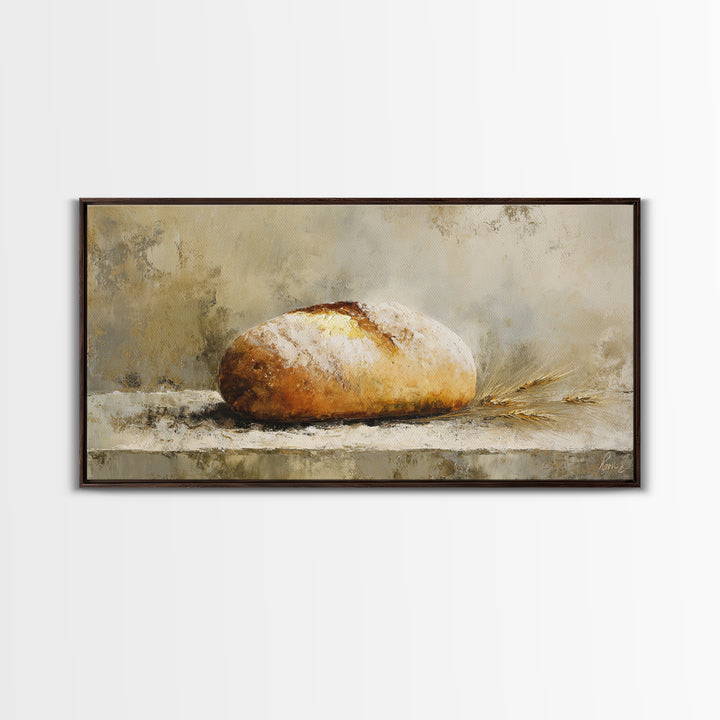 Freshly Baked Bread Framed Canvas Print, Bed and Breakfast Art, Fine Art Print, Living Room Decor, Fine Art, BAB-2x1-16