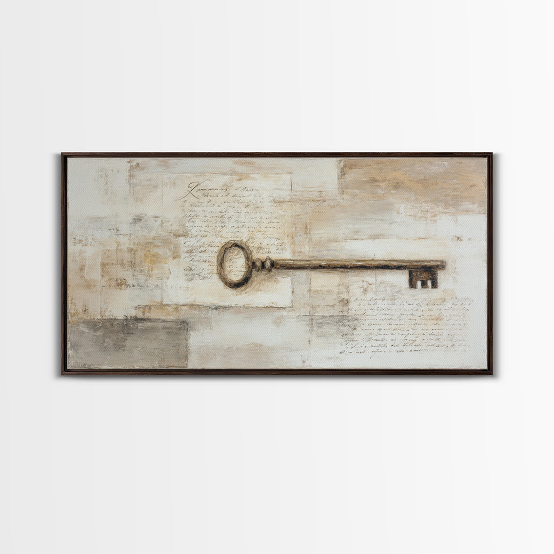 Antique Key and Handwritten Letter Arrangement Without Canvas Print, Bed and Breakfast Art, Farmhouse Decor, Living Room Decor, BAB-2x1-53
