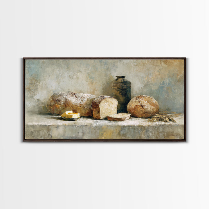 Freshly Baked Bread Canvas Print, Bed and Breakfast Art, Printable, Living Room Decor, Fine Art, Bedroom Wall Decor, BAB-2x1-64