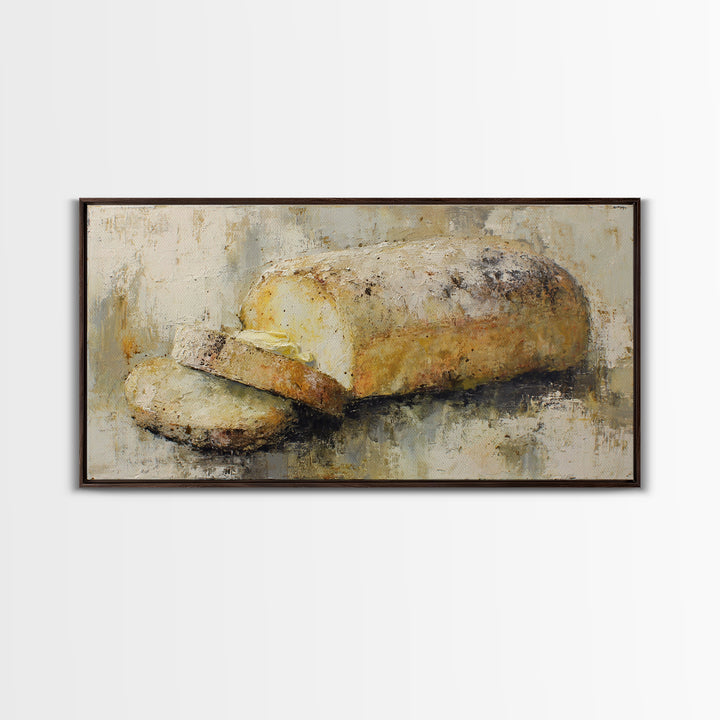 Freshly Baked Bread Framed Canvas Print, Bed and Breakfast Art, Printable Art, Living Room Decor, Fine Art, Bedroom Prints, BAB-2x1-88