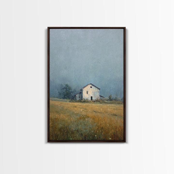 Old Farmhouse Landscape Canvas Print, Bed and Breakfast Art, Minimalist Decor, Living Room Decor, Oil Painting, BAB-2x3-15
