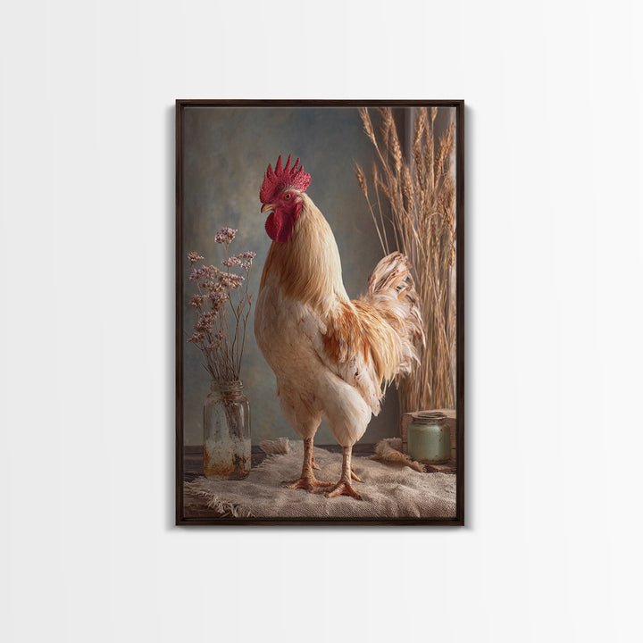 Rooster and Wildflower Country Portrait Canvas Print, Bed and Breakfast Art, Home Decor, Living Room Decor, Fine Art, BAB-2x3-27